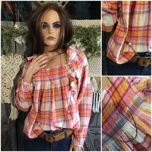 Free People Mock Flannel Tie Back Tunic
